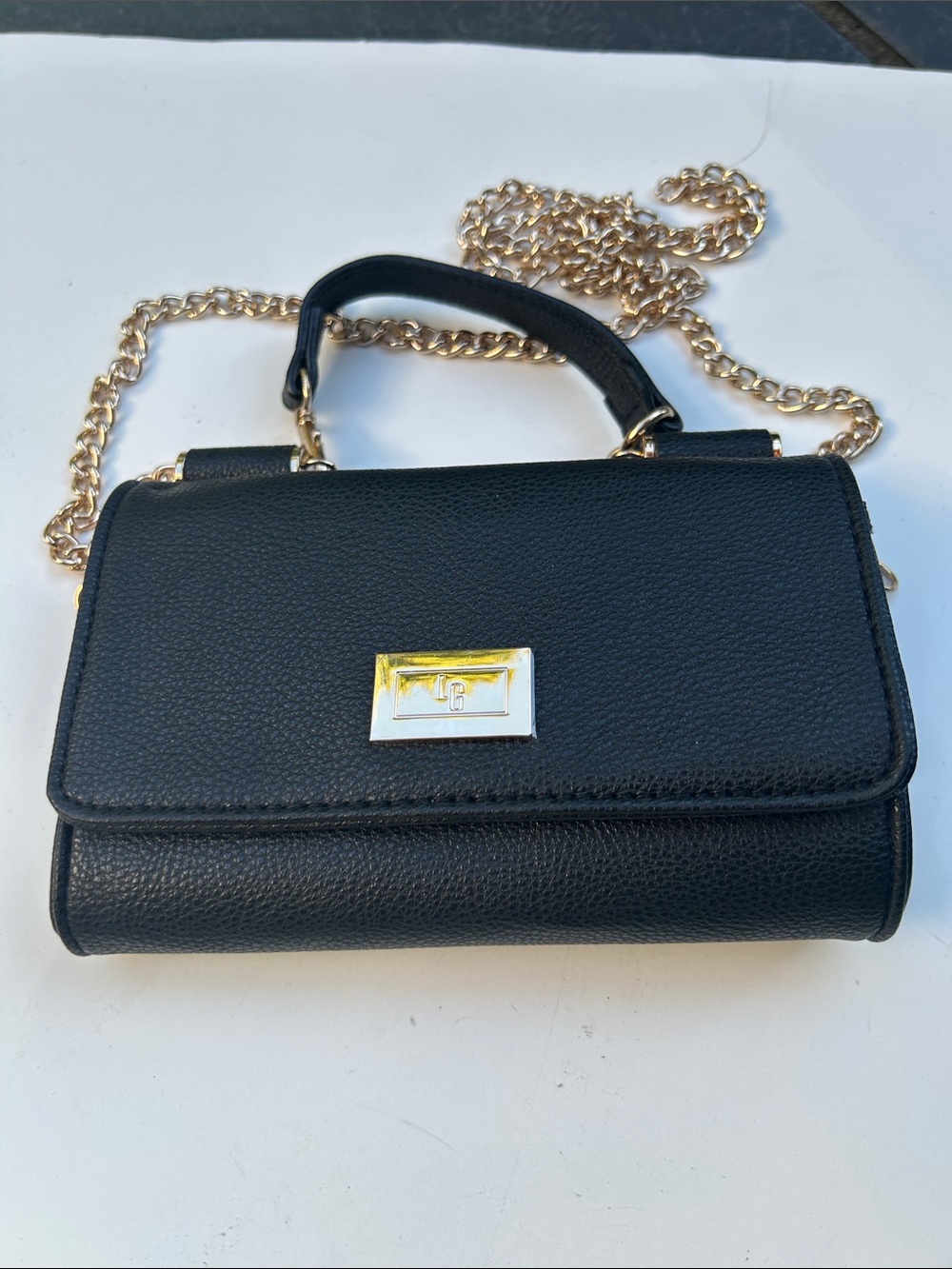Classic Black Chain Handle Vegan Women’s Crossbody Bag